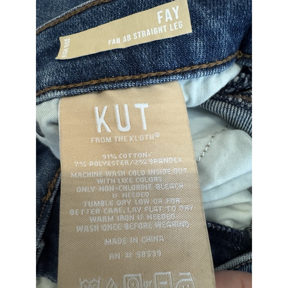 KUT from the Kloth Fay Fab Ab Straight Leg Jeans Women's Size 0 Blue Cuffed - Picture 4 of 9